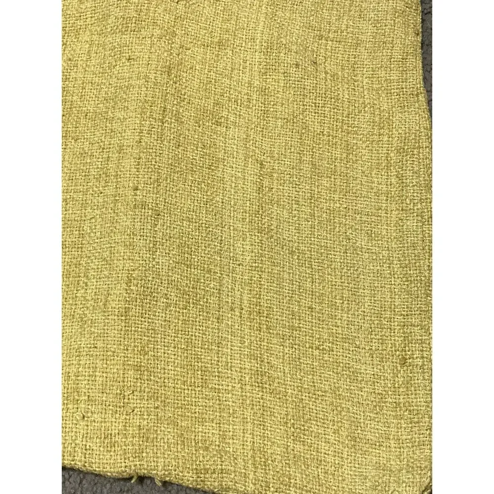 West Elm Yellow Brown Buttons Woven‎ Weave Silk Cotton Pillow Cover Button Back